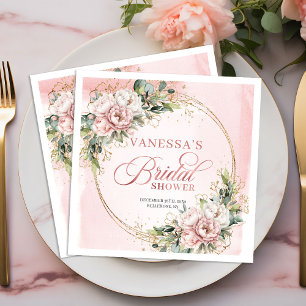 Klassische Boho-Roségold-Eukalyptus-Brautparty Serviette