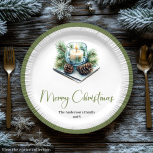 Klassische Boho skandinavische Weihnachts-Kranz-Te Pappteller