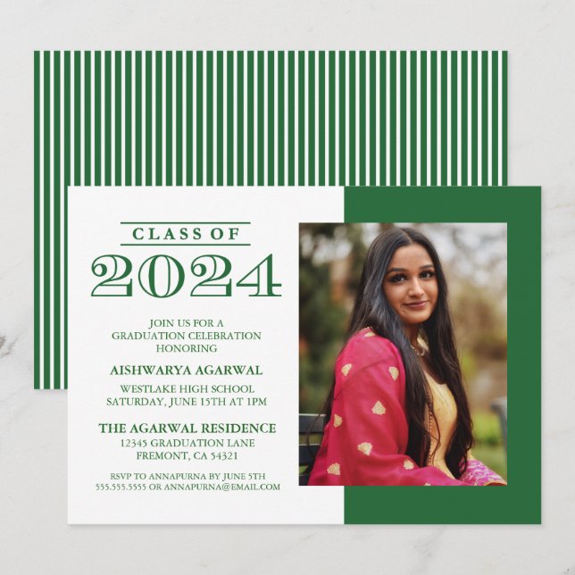 KLASSISCHE BOLD-KLASSE VON 2024 ABSCHLUSS EINLADUNG (Vorne/Hinten)