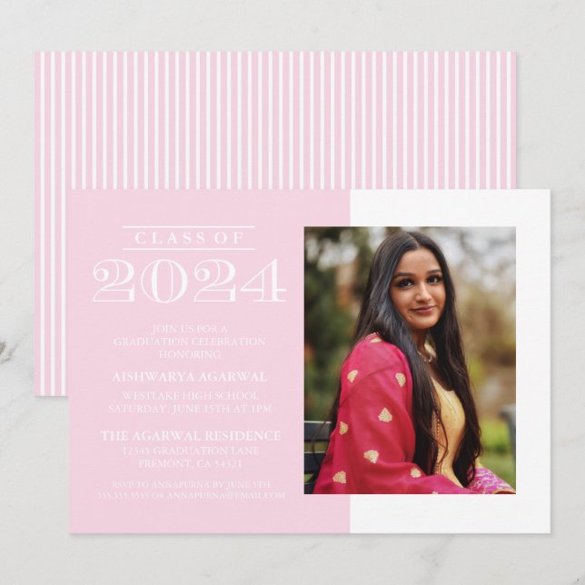 KLASSISCHE BOLD-KLASSE VON 2024 ABSCHLUSS EINLADUNG (Vorne/Hinten)