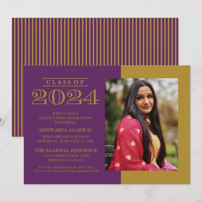 KLASSISCHE BOLD-KLASSE VON 2024 ABSCHLUSS EINLADUNG (Vorne/Hinten)