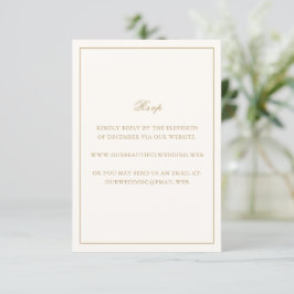 Klassische Border Elfenbein und Gold zeitlose Hoch RSVP Karte
