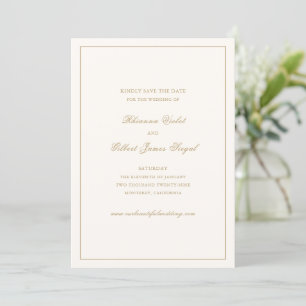 Klassische Border Elfenbein und Gold zeitlose Hoch Save The Date