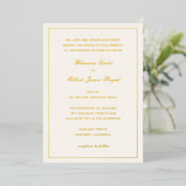 Klassische Border Elfenbein Zeitlose Hochzeit Folieneinladung
