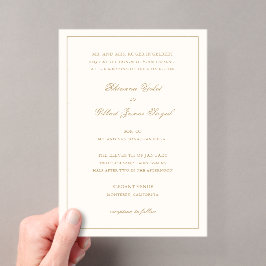 Klassische Border Ivory und Gold zeitlose Hochzeit Acryleinladungen
