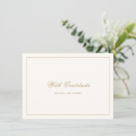 Klassische Border Ivory und Gold zeitlose Hochzeit Dankeskarte
