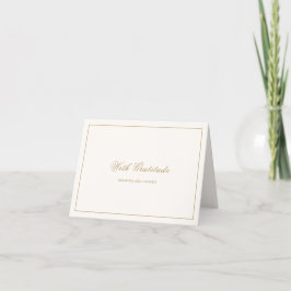 Klassische Border Ivory und Gold zeitlose Hochzeit Dankeskarte