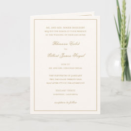 Klassische Border Ivory und Gold zeitlose Hochzeit Einladung