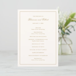 Klassische Border Ivory und Gold zeitlose Hochzeit Programm