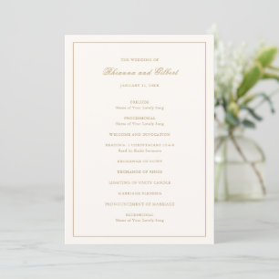 Klassische Border Ivory und Gold zeitlose Hochzeit Programm