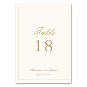 Klassische Border Ivory und Gold zeitlose Hochzeit Tischnummer