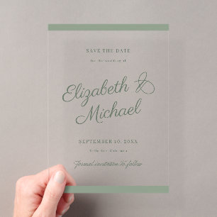 Klassische Border Save-the-Date-Flachkarte Acryleinladungen