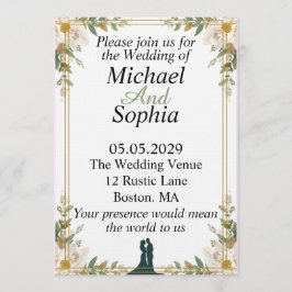 Klassische botanische Hochzeitseinladung mit Rahme Einladung
