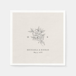 Klassische Botanische Monogramm-Hochzeit Serviette