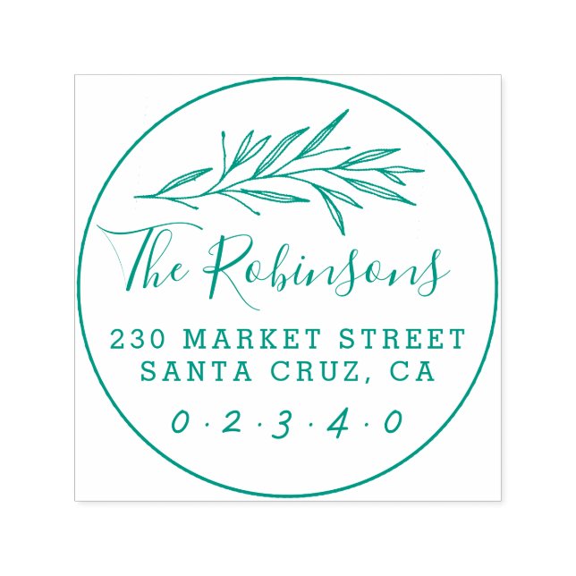 Klassische botanische Skriptnamen Runde Rücksendea Permastempel (Design)