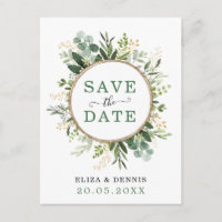 Klassische botanische Vegetation Save the Date Gol