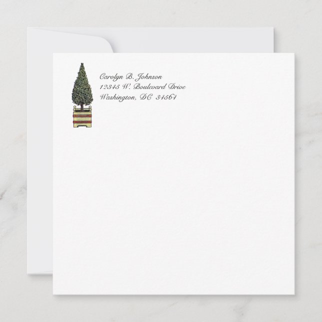 Klassische Boxwood Topiary Elegante Einfache Flach Einladung (Vorderseite)