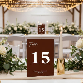 Klassische braune minimalistische Hochzeit Tischnummer
