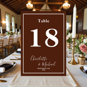 Klassische braune Skript-Minimalist-Hochzeit Tischnummer