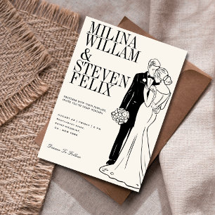 Klassische Braut-und Bräutigam-Illustration Hochze Einladung