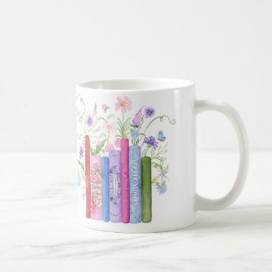 Klassische Bücher Elegant Rosa blaue Wildblume Blu Kaffeetasse