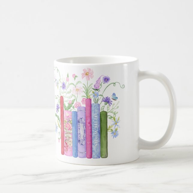 Klassische Bücher Elegant Rosa blaue Wildblume Blu Kaffeetasse (Rechts)