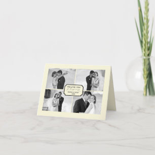 Klassische Buchseite 4 Multi-Foto Elegante Hochzei Dankeskarte