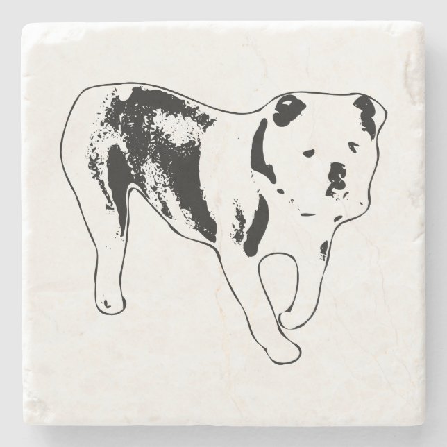 Klassische Bulldoggen-Silhouette Steinuntersetzer (Vorderseite)