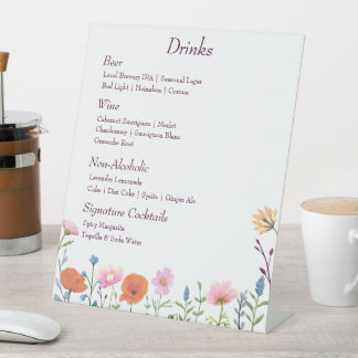 Klassische bunte Blumengetränke Sockelschild