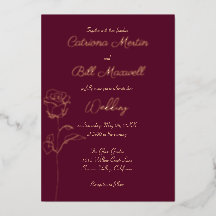 Klassische Burgunder- und Rosenfolie-Hochzeitseinl