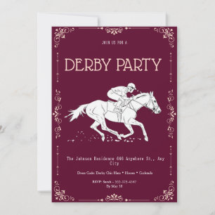 Klassische Burgunder- und Weiße Kentucky-Derbypart Einladung