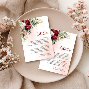 Klassische burgunderrote Blush-Blumen goldene Hoch Begleitkarte