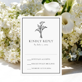 Klassische Calla-Lilien-Hochzeit RSVP Karte