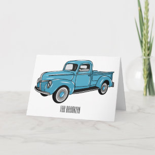 Klassische Cartoon-Illustration eines Pick-up-Truc Karte