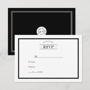 Klassische Casual Schwarz Weiß Hochzeit RSVP Karte