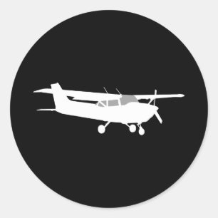 Klassische Cessna-Silhouette für Flugzeuge auf sc Runder Aufkleber