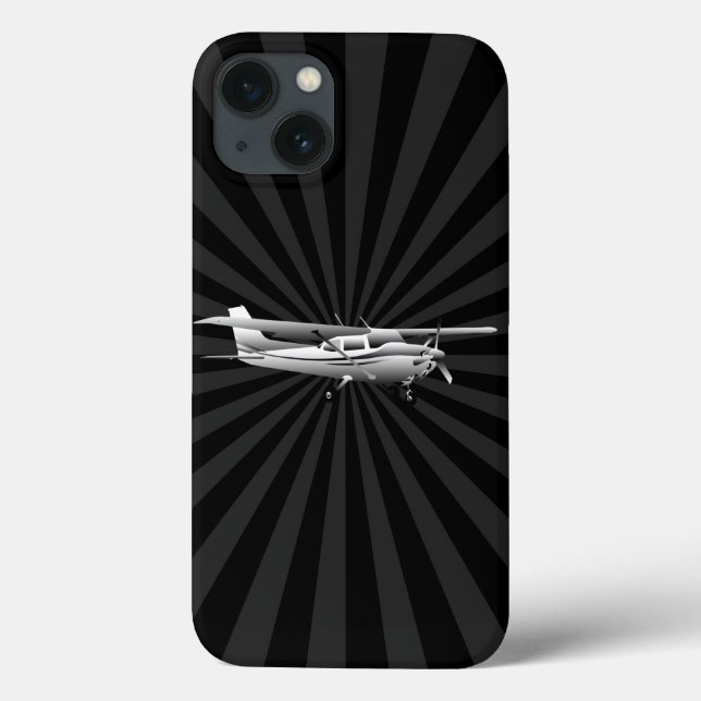 Klassische Cessna-Silhouette mit Sunburst Case-Mate iPhone Hülle (Rückseite)