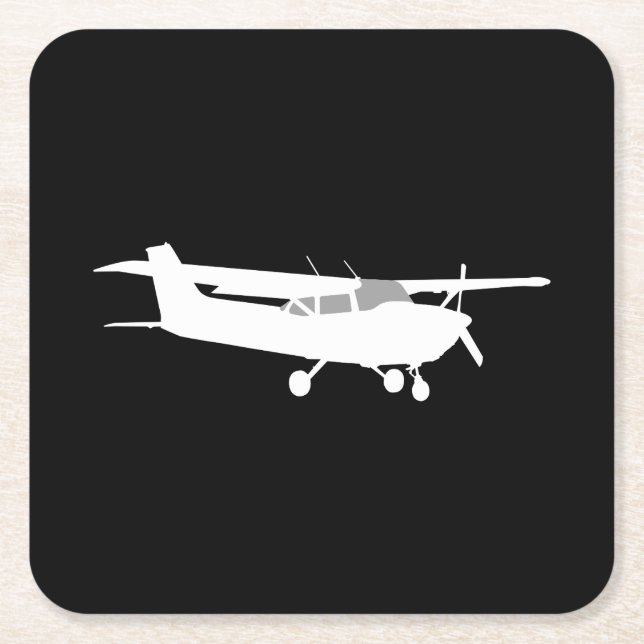 Klassische Cessna-Silhouette Rechteckiger Pappuntersetzer (Vorderseite)