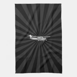 Klassische Cessna Silhouette Sunburst Geschirrtuch