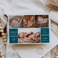 Klassische Chic-Baby-Fotocollage-Ankündigungskarte