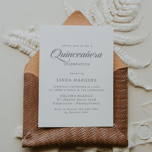 Klassische Chic Kalligrafie Quinceañera Einladung