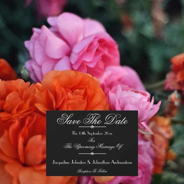 Klassische Chic-Skriptnamen B & W Save the Date Ankündigung (Wedding Save The Date Announcement Cards - Classic chic script names in black and white.)