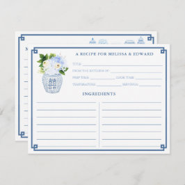 Klassische chinesische Blue-White-Vase-Rezept-Kart Einladung