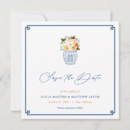 Klassische Chinoiserie Blume im Herbst Hochzeit Save The Date