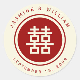 Klassische Circle Double Happiness Chinese Wedding Runder Aufkleber
