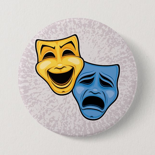 Klassische Comedy- und Tragödientheater-Masken Button (Vorderseite)