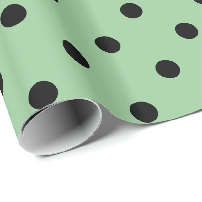 Klassische, coole, elegante schwarze, grüne Polka- Geschenkpapier (Rolleneckpunkt)
