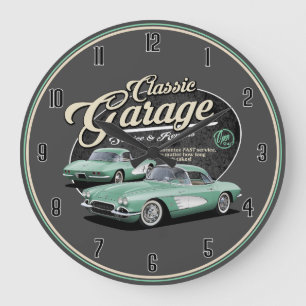 Klassische Corvette-Garage Große Uhr