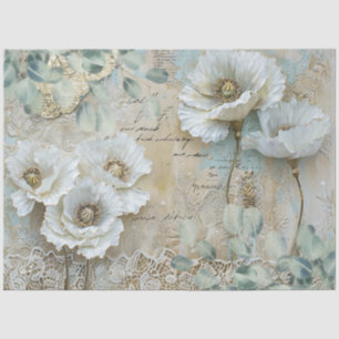 Klassische Country Chic White Poppies & Eukalyptus Seidenpapier