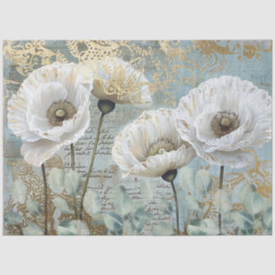 Klassische Country Chic White Poppies & Eukalyptus Seidenpapier